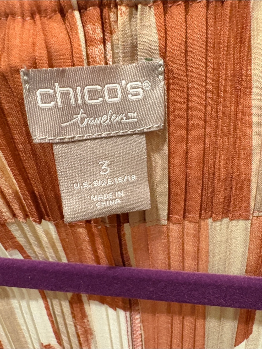 Chico's Rust & White Printed Open-Front Jacket - Picture 4 of 5